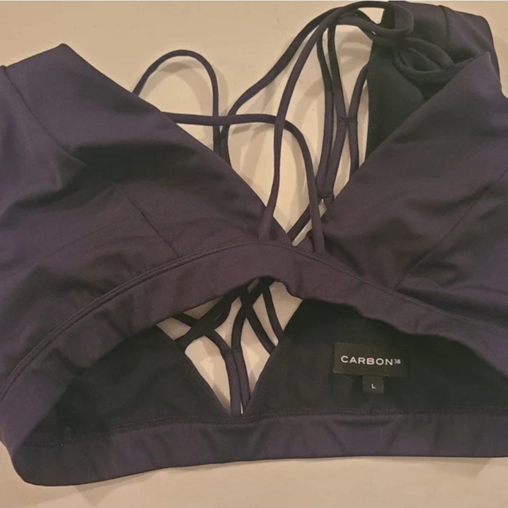 Carbon38 Black Cable Deep V Strappy  Sports Bra - Picture 5 of 8